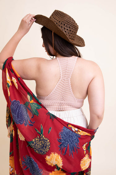 Ribbed Lace Boho Racerback Bralette